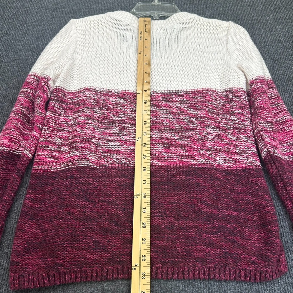 Hollister Women's Cable Knit Sweater LS V-Neck Pink Large Stripe Logo Preppy - Picture 9 of 11
